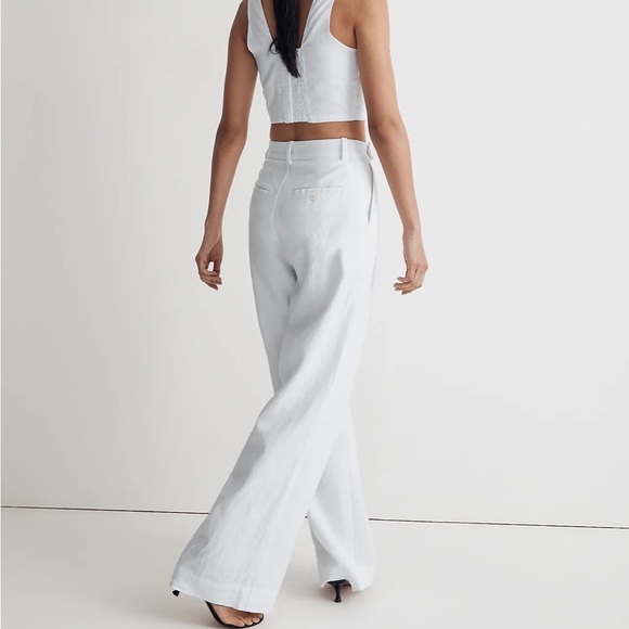 Madewell The Harlow Wide-Leg Pant in 100% Linen, color white, size 2. - Picture 3 of 12